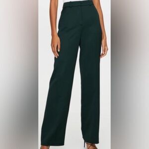 Aritzia Babaton Atelier Sadiki Dark Bottle Green High-Waisted Wide Leg Pants, 0